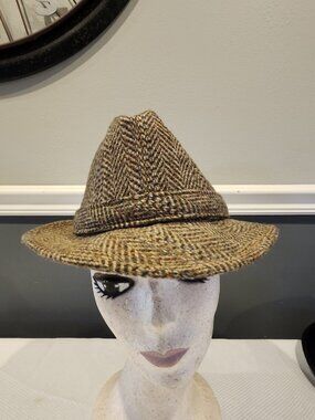 Nice~Vintage~Stetson~EQUALIZER~Men's~Brown Tweed~Fedora~Hat~7-7 1/8~Wool Blend